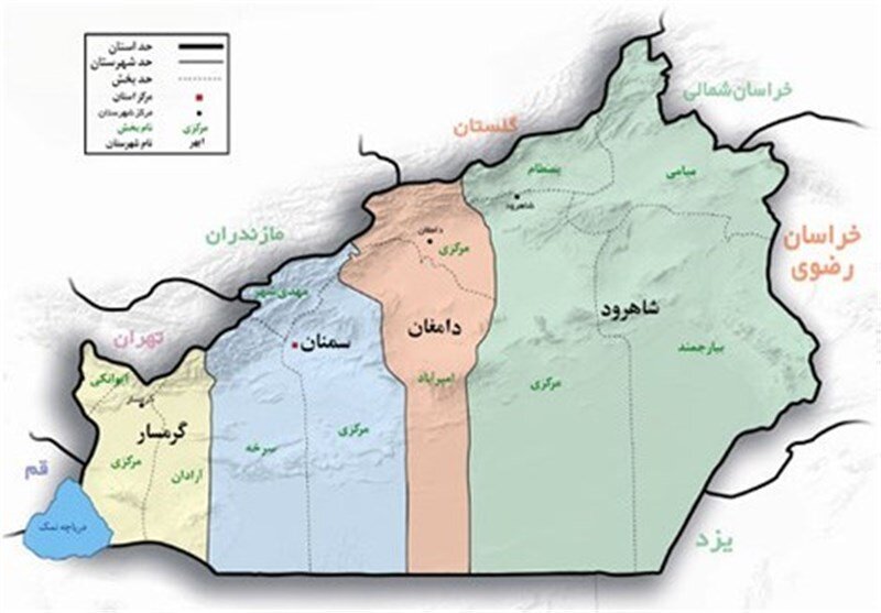 نقشه استان سمنان